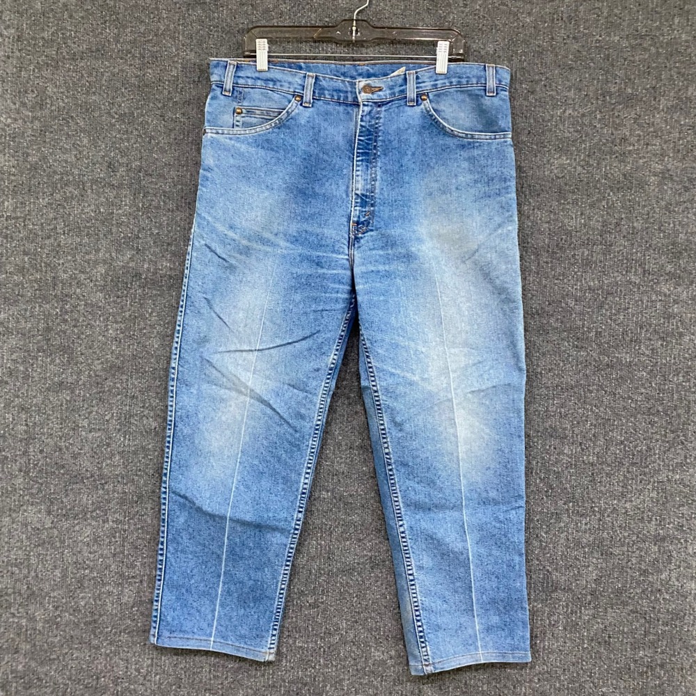 Vintage Levis 540 Relaxed Fit Orange Tab Jeans Made in USA Light Wash 36x29